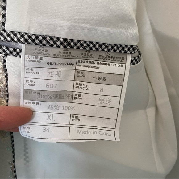 MOGU Mens Metallic Jacquard Blazer Slim Fit Elegant Tuxedo Suit Jacket - Picture 10 of 10